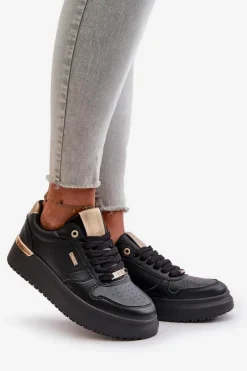 Sneakersy Damskie Na Platformie Big Star OO274758 HI-POLY SYSTEM Czarne