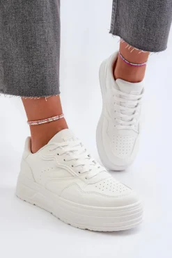 Sneakersy Damskie Na Platformie Białe Axivana