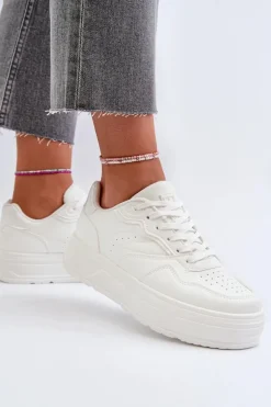 Sneakersy Damskie Na Platformie Białe Axivana