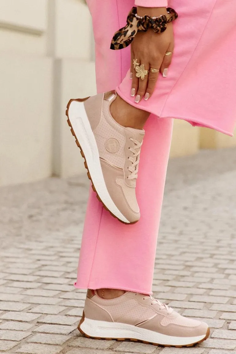 Sneakersy Damskie Na Platformie Big Star RR274489 Hi-Poly System Różowe