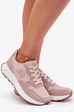 Sneakersy Damskie Na Platformie Big Star RR274489 Hi-Poly System Różowe