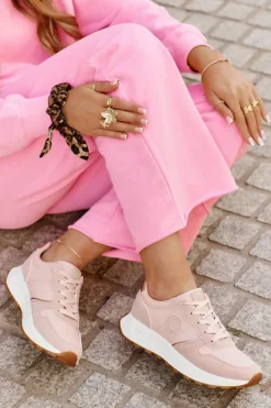 Sneakersy Damskie Na Platformie Big Star RR274489 Hi-Poly System Różowe