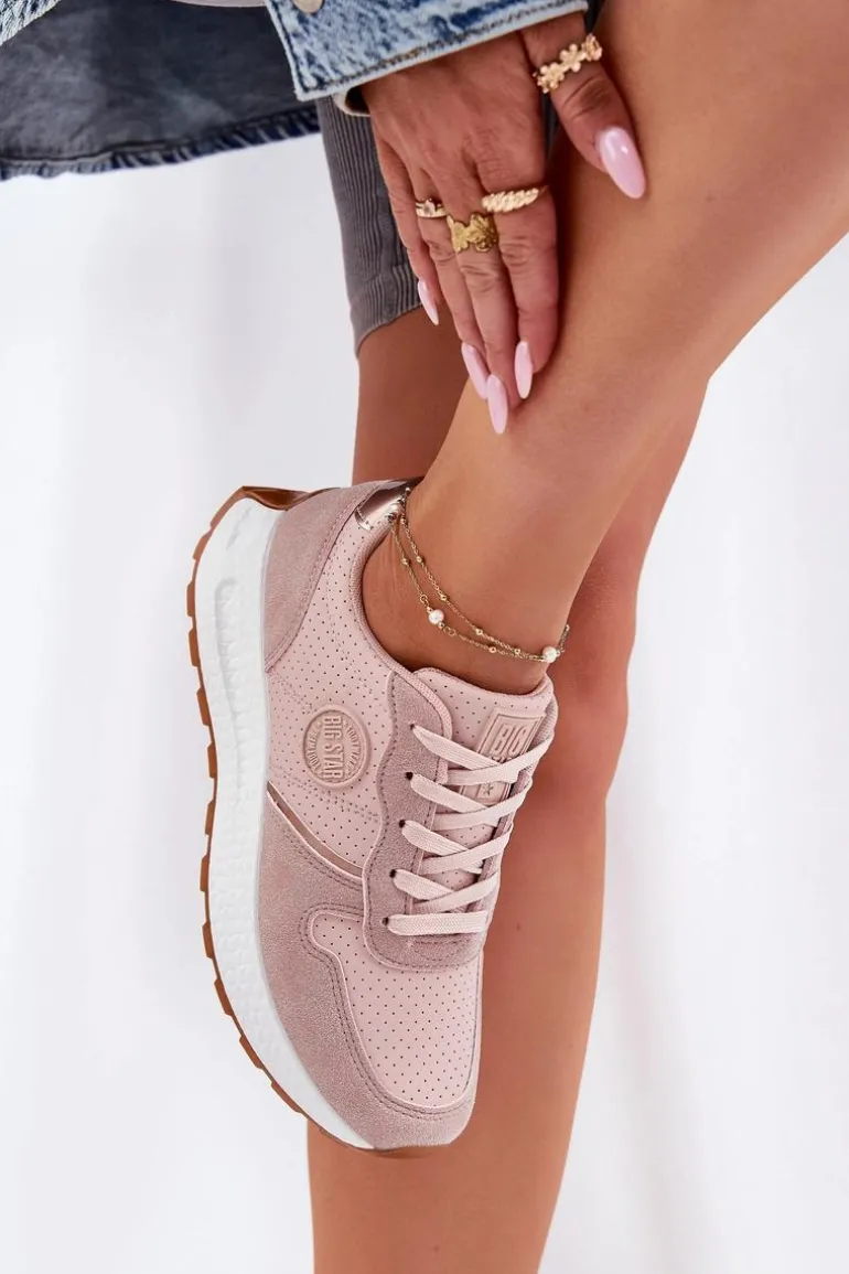 Sneakersy Damskie Na Platformie Big Star RR274489 Hi-Poly System Różowe