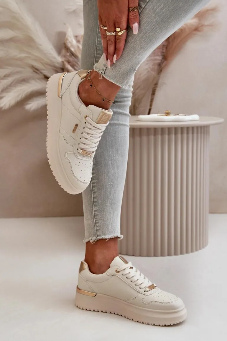 Sneakersy Damskie Na Platformie Big Star OO274757 HI-POLY SYSTEM Białe