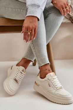 Sneakersy Damskie Na Platformie Big Star OO274757 HI-POLY SYSTEM Białe