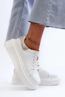 Sneakersy Damskie Na Platformie D&A LR568 Białe