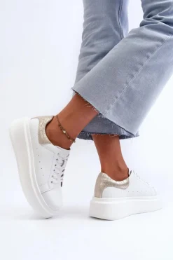 Sneakersy Damskie Na Platformie D&A LR568 Białe
