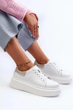 Sneakersy Damskie Na Platformie D&A LR568 Białe