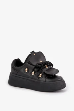 Sneakersy Damskie Na Platformie Czarne Dolistana