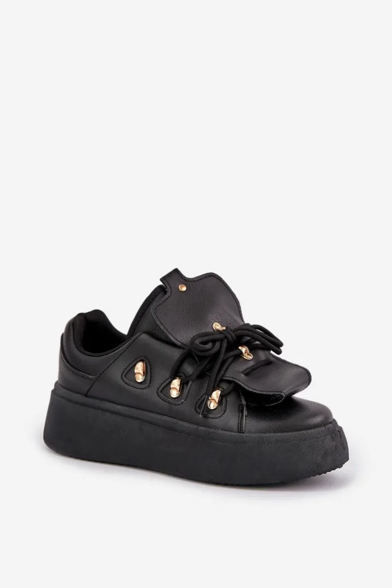 Sneakersy Damskie Na Platformie Czarne Dolistana