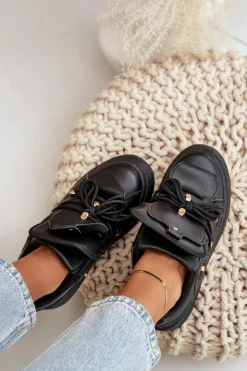Sneakersy Damskie Na Platformie Czarne Dolistana