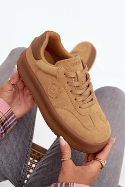 Sneakersy Damskie Na Platformie Big Star SS274762 Camel