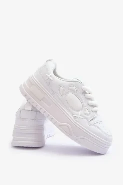 Sneakersy Damskie Na Platformie Białe Finos
