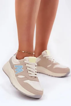 Sneakersy Damskie Na Platformie Beżowe Tenanela