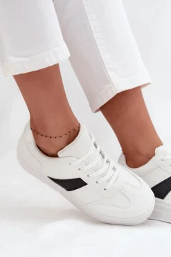 Sneakersy Damskie Na Platformie Białe Elvessia