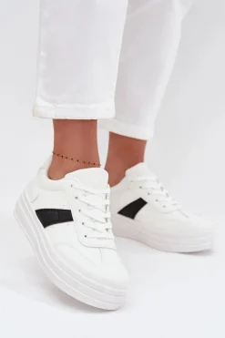 Sneakersy Damskie Na Platformie Białe Elvessia