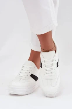 Sneakersy Damskie Na Platformie Białe Elvessia