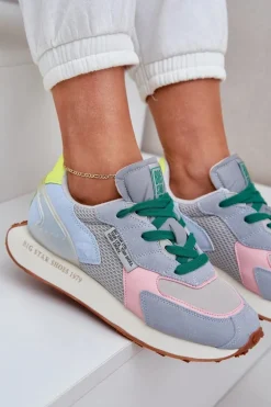 Sneakersy Damskie Na Platformie Memory Foam System Big Star NN274682 Niebieskie