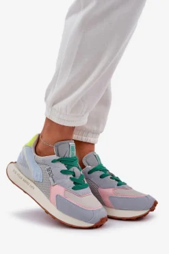 Sneakersy Damskie Na Platformie Memory Foam System Big Star NN274682 Niebieskie