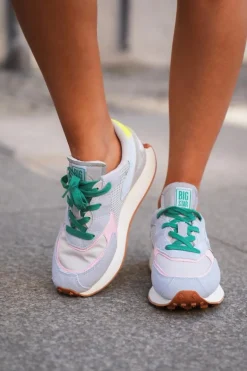 Sneakersy Damskie Na Platformie Memory Foam System Big Star NN274682 Niebieskie