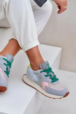 Sneakersy Damskie Na Platformie Memory Foam System Big Star NN274682 Niebieskie