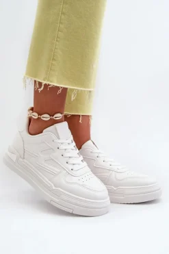 Sneakersy Damskie Na Platformie Z Eko Skóry Białe Lynnette