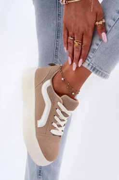 Sneakersy Damskie Na Platformie Khaki Tellnira