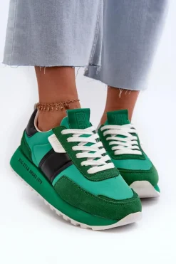 Sneakersy Damskie Na Platformie Big Star NN274501 Memory Foam System Zielone