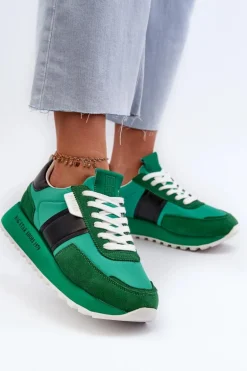 Sneakersy Damskie Na Platformie Big Star NN274501 Memory Foam System Zielone