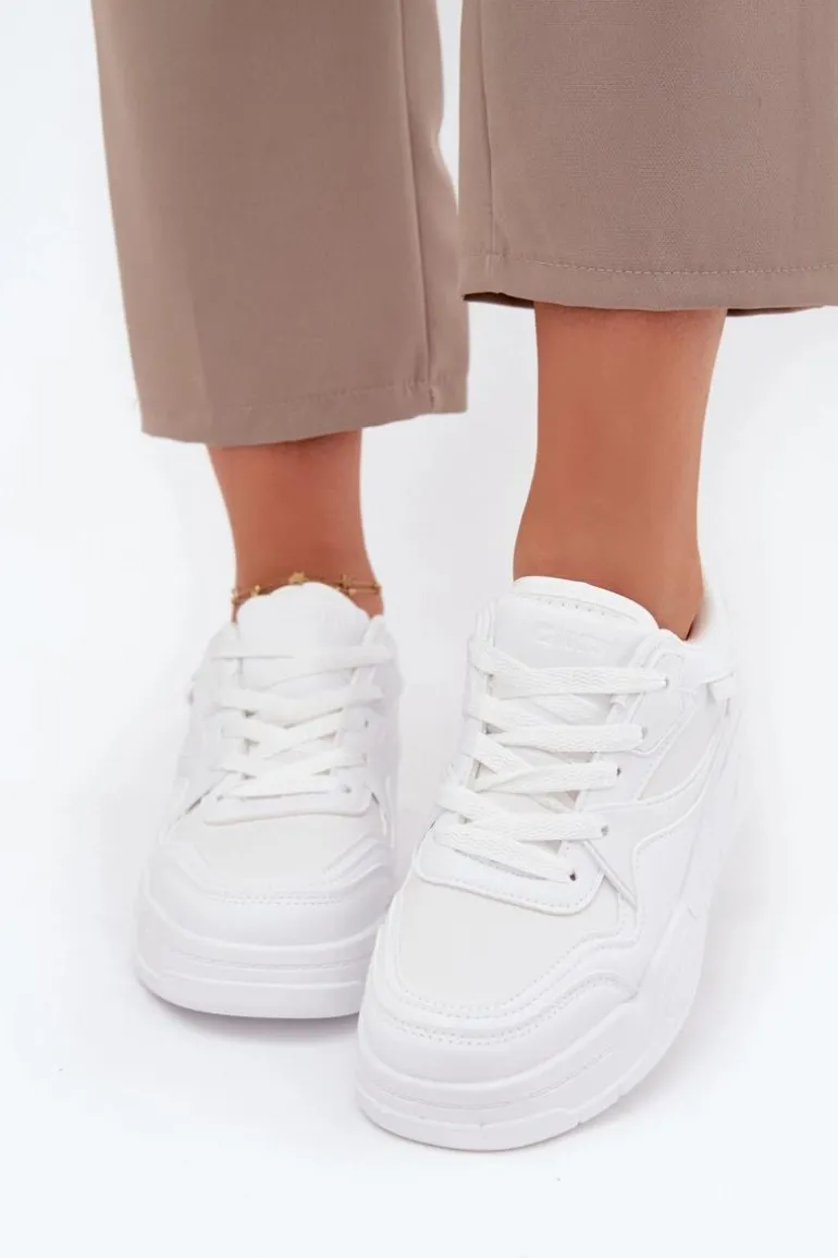 Sneakersy Damskie Na Platformie Big Star SS274590 HI-POLY SYSTEM Białe