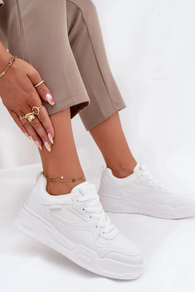 Sneakersy Damskie Na Platformie Big Star SS274590 HI-POLY SYSTEM Białe