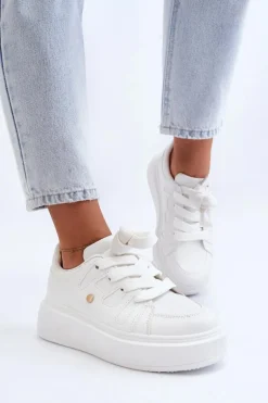 Sneakersy Damskie Na Platformie Białe Asylia