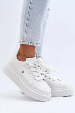 Sneakersy Damskie Na Platformie Białe Asylia