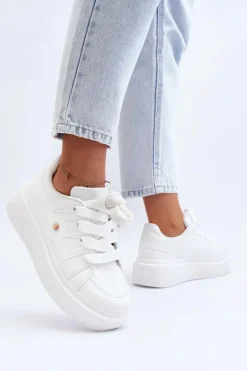 Sneakersy Damskie Na Platformie Białe Asylia
