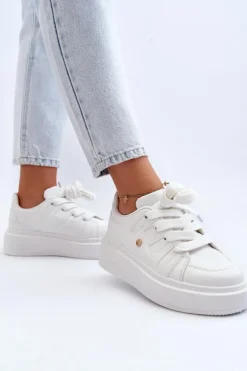 Sneakersy Damskie Na Platformie Białe Asylia