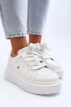 Sneakersy Damskie Na Platformie Białe Asylia
