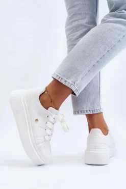 Sneakersy Damskie Na Platformie Białe Asylia