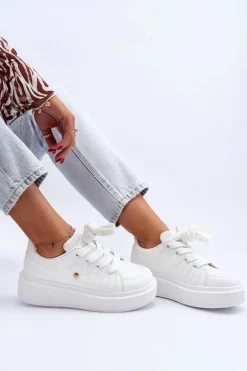 Sneakersy Damskie Na Platformie Białe Asylia