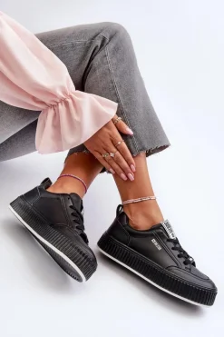 Sneakersy Damskie Na Platformie Big Star NN274255 Czarne