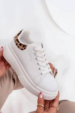 Sneakersy Damskie Na Platformie Big Star SS274247 Białe Panterka