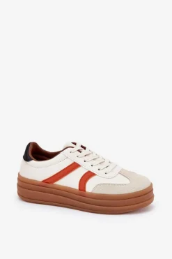 Sneakersy Damskie Na Platformie Beżowe Tolianna