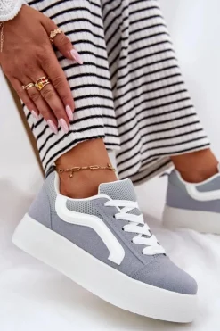 Sneakersy Damskie Na Platformie Niebieskie Tellnira