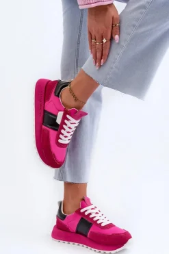 Sneakersy Damskie Na Platformie Big Star NN274500 Memory Foam System Fuksja