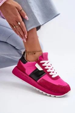 Sneakersy Damskie Na Platformie Big Star NN274500 Memory Foam System Fuksja