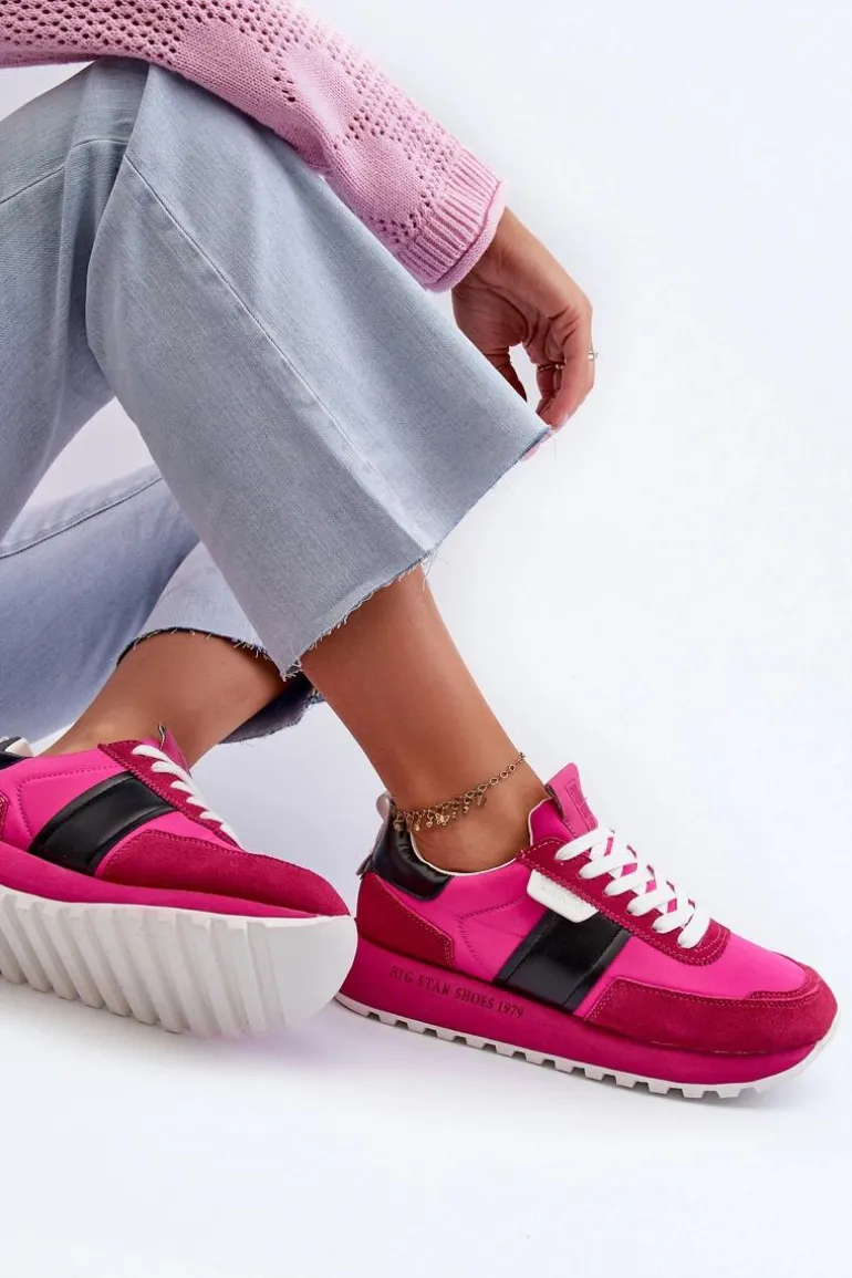 Sneakersy Damskie Na Platformie Big Star NN274500 Memory Foam System Fuksja