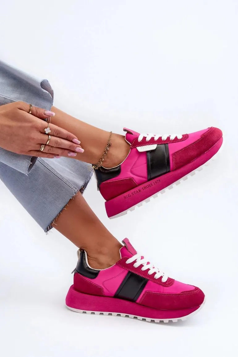 Sneakersy Damskie Na Platformie Big Star NN274500 Memory Foam System Fuksja
