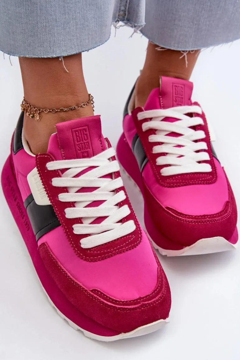 Sneakersy Damskie Na Platformie Big Star NN274500 Memory Foam System Fuksja