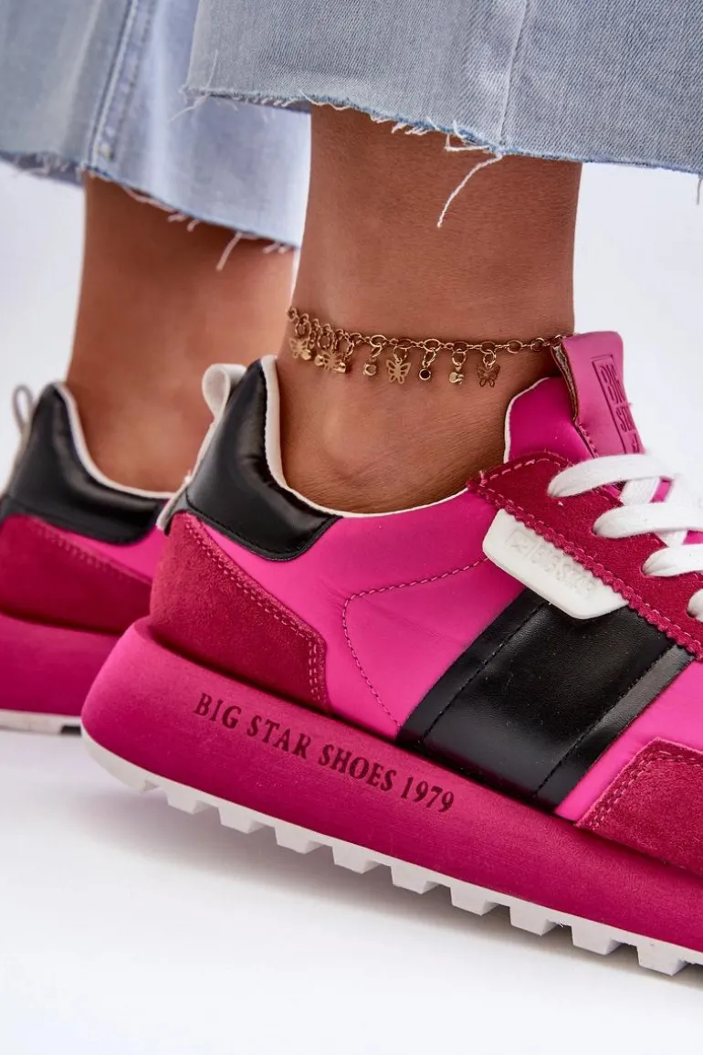 Sneakersy Damskie Na Platformie Big Star NN274500 Memory Foam System Fuksja