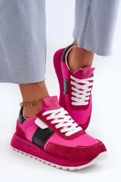 Sneakersy Damskie Na Platformie Big Star NN274500 Memory Foam System Fuksja
