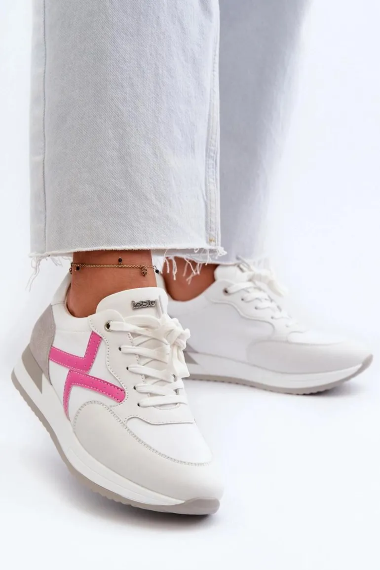 Sneakersy Damskie Na Platformie INBLU IN000362 Białe